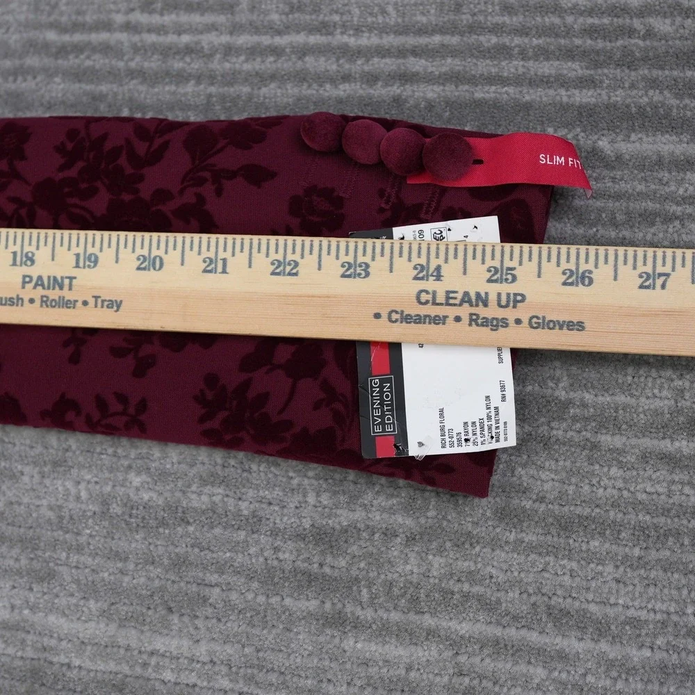 JF J. Ferrar Men Slim Fit Evening Edition Burgundy Floral Velvet Blazer  42R New